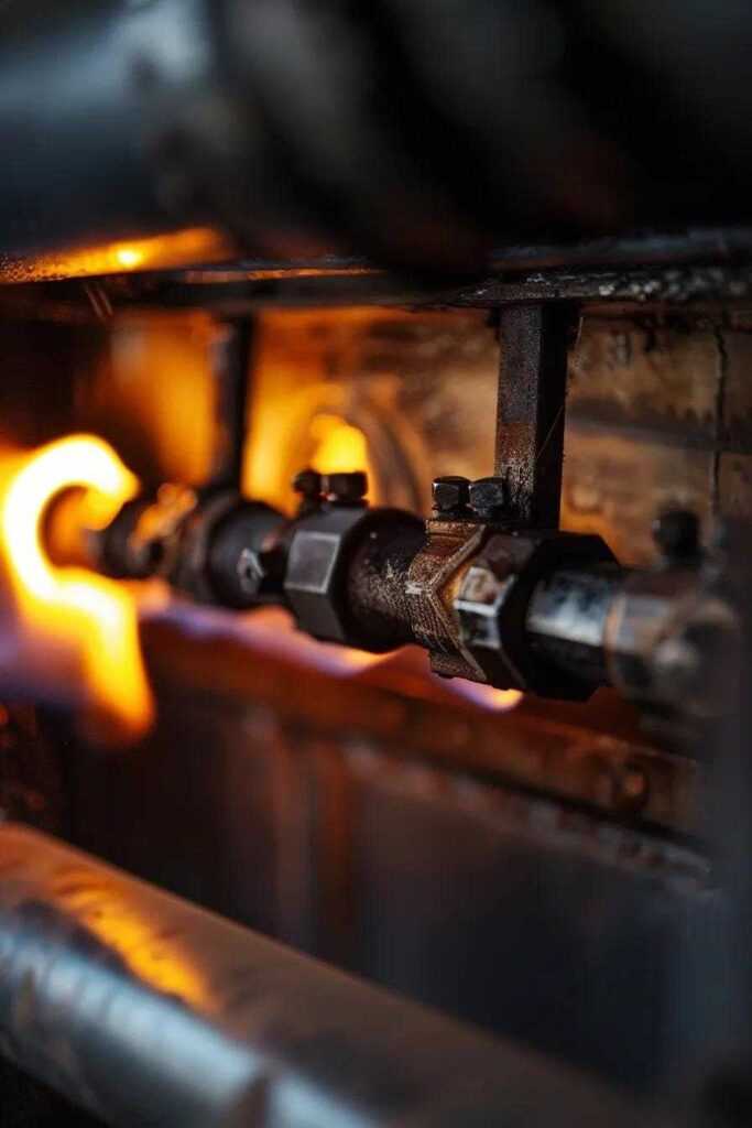 Close-up of a clean furnace burner assembly showing maintenance results